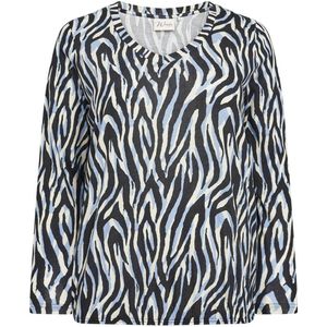 Wasabiconcept blousetop met zebraprint blauw/zwart/wit