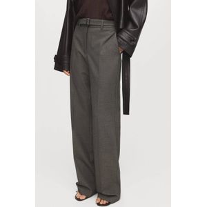 Mango flared regular waist flared broek grijsbruin