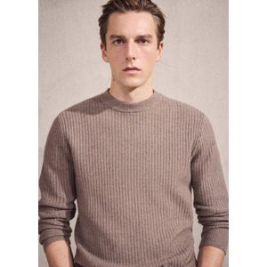 Mango Man trui rib gebreid bruin