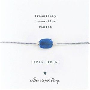 A Beautiful Story armband Gemstone Card Lapis Lazuli zilverkleurig