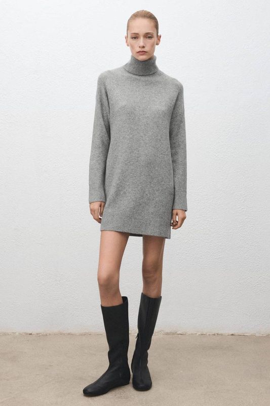 MANGO Gebreide jurk 'Taldote'  lichtgrijs