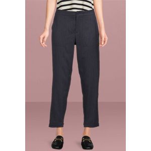 ESPRIT cropped high waist regular fit pantalon met krijtstreep donkerblauw/wit