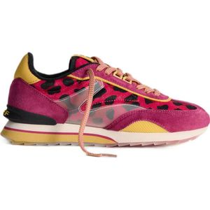 HOFF Art Pink Lady leren sneakers met panterprint rood/geel