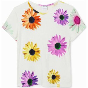 Desigual gebloemd T-shirt wit/geel/roze