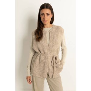Claudia Sträter gilet met wol beige grof gebreid