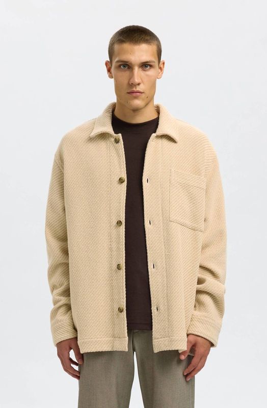 SELECTED - SLHFRED - Overhemd - Beige - Comfort Fit - Lange Mouw