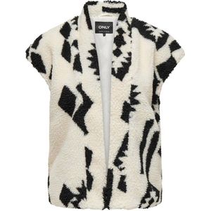 ONLY gilet ONLPOP met all over print crème/ zwart