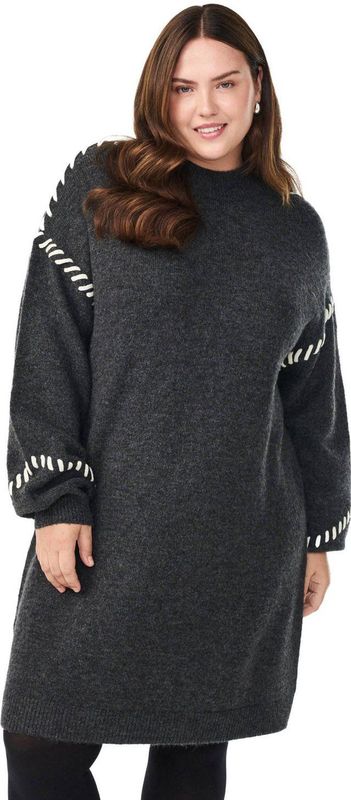 Zizzi gebreide jurk grijs melange