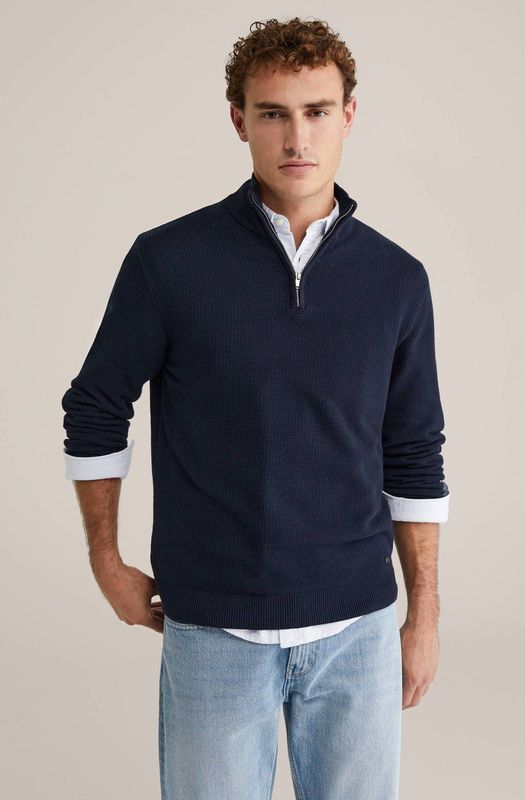 WE Fashion trui rib gebreid donkerblauw