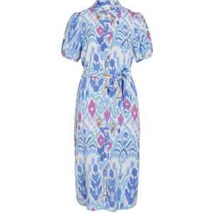 VILA jurk met all over print blauw/ecru/roze