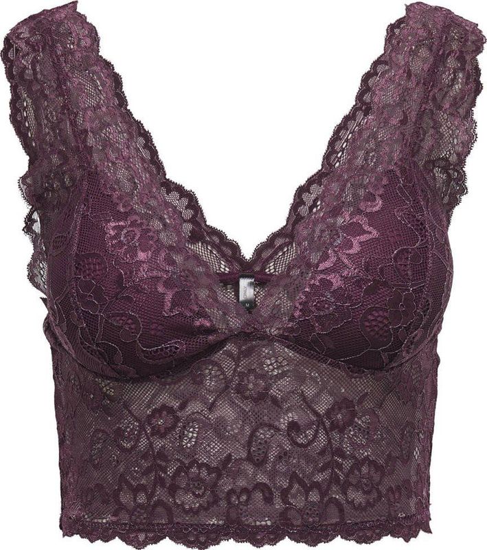 ONLY kanten voorgevormde bralette ONLCHLOE donkerpaars
