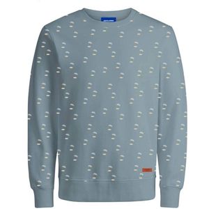 JACK & JONES ORIGINALS regular fit sweater met all over print grijsblauw