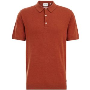 WE Fashion gebreide polo van merinowol roasted