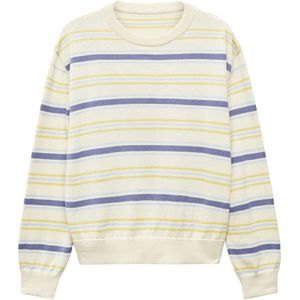 Mango gestreepte sweater ecru/blauw