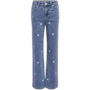 KIDS ONLY GIRL wide leg jeans KOGJUICY met hartjes print Medium blue denim