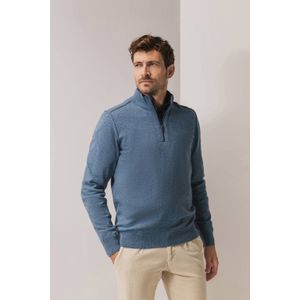 State of Art Heren trui met rits blauw (Maat: S) - Mélange - Halslijn: Opstaande kraag met rits,