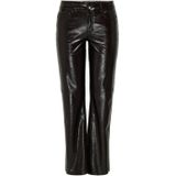 JDY imitatieleren wide leg regular waist casual broek donkerbruin