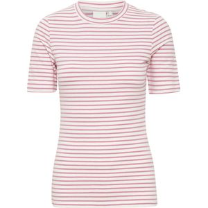 ICHI gestreept T-shirt IHMIRA roze/wit
