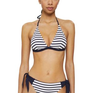 ESPRIT Women Beach niet-voorgevormde gestreepte triangel bikinitopje donkerblauw/wit
