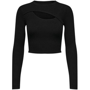 ONLY ribgebreide crop top ONLLIZA zwart