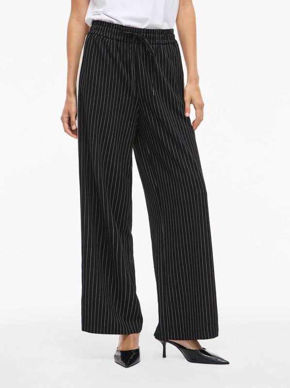 Vila - Viclua hw striped pants - Zwart - Lange Broek