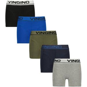 Vingino boxershort - set van 5 grijs/blauw/zwart