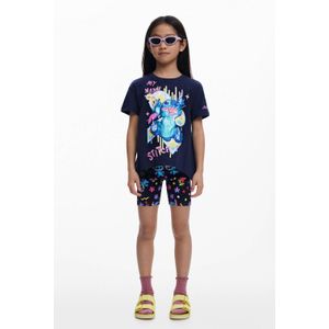 Desigual Lilo & Stitch T-shirt donkerblauw met glitter
