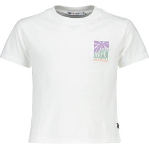 America Today T-shirt Elise met backprint wit/lila/groen