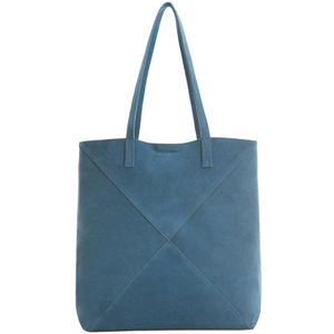 Mango suède shopper blauw