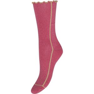 ICHI lurex sokken Iakazia met ruffles fuchsia