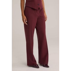 WE Fashion - Dames wide leg pantalon - Donkerrood - Slim Fit