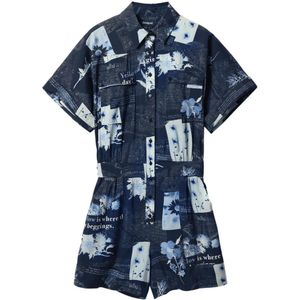 Desigual playsuit met all over print donkerblauw/lichtblauw