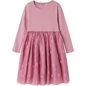 NAME IT MINI jurk NMFNAJAS met hartjes roze