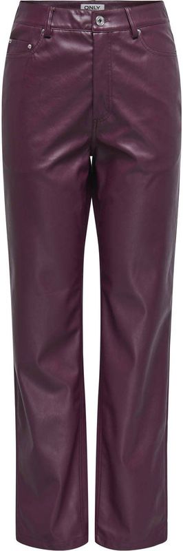 ONLY - Onlsadie CC Otw - Kunstlederen Broek - Paarse Wijn - Voor Dames