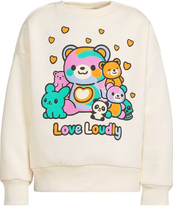 Coolcat - oversized fleece sweater - Rosa crème - Met Printopdruk