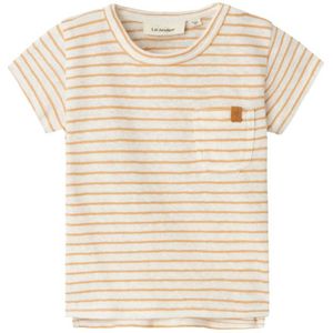 LIL' ATELIER BABY baby gestreept T-shirt NBMHEKTOR offwhite/geel
