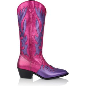 DWRS Regina leren cowboylaarzen paars/roze