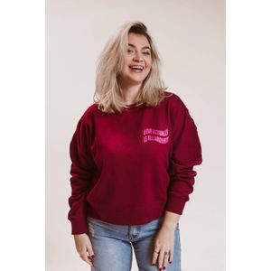 Pinned by K - Sweater - Donkerrood - 100% Katoen - Ronde Hals - Lange Mouwen