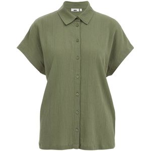 WE Fashion blouse met all over print en textuur olijfgroen/groen