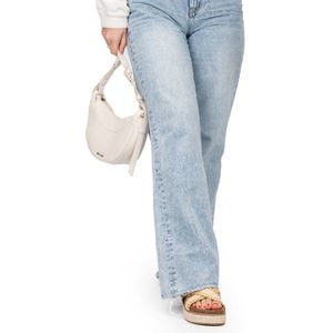 POSH by Poelman Elsa Slippers - Beige - Textiel - Verstelbare Gesp