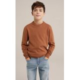WE Fashion Blue Ridge fijn gebreide trui lichtbruin