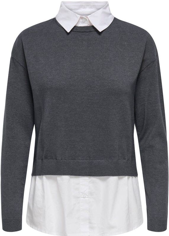 ONLY - ONLPayson - Trui - Donkergrijs / Wit