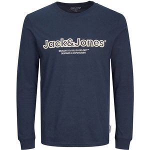 JACK & JONES ORIGINALS regular fit longsleeve JORLAKEWOOD met printopdruk blauw