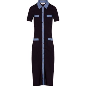 Morgan ribgebreide bodycon jurk marine/donkerblauw