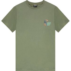 Kultivate super slim fit T-shirt WAY met backprint dusty olive