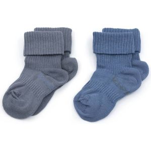 KipKep bio-katoen blijf-sokken 0-12 maanden - set van 2 Denim Blue