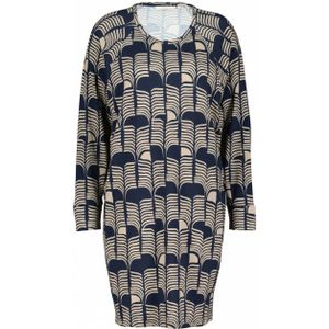 Didi jurk met all over print donkerblauw/ecru