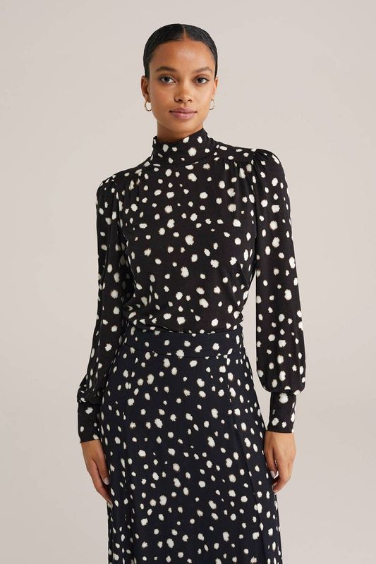 WE Fashion top met stippen zwart