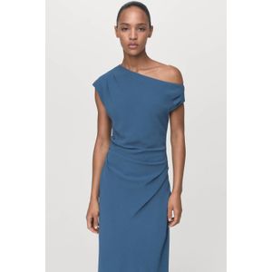 Mango off shoulder jurk blauw
