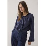 Summum Woman - TOP Ruffles Cotton Viscose - Blouse - Blauw